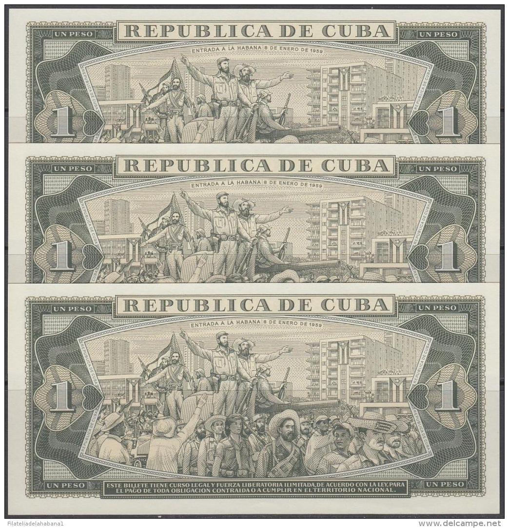 1980-BK-111  CUBA 1980. 1$. BANCO NACIONAL. JOSE MARTI. UNC. 3 CONSECUTIVOS. - Cuba