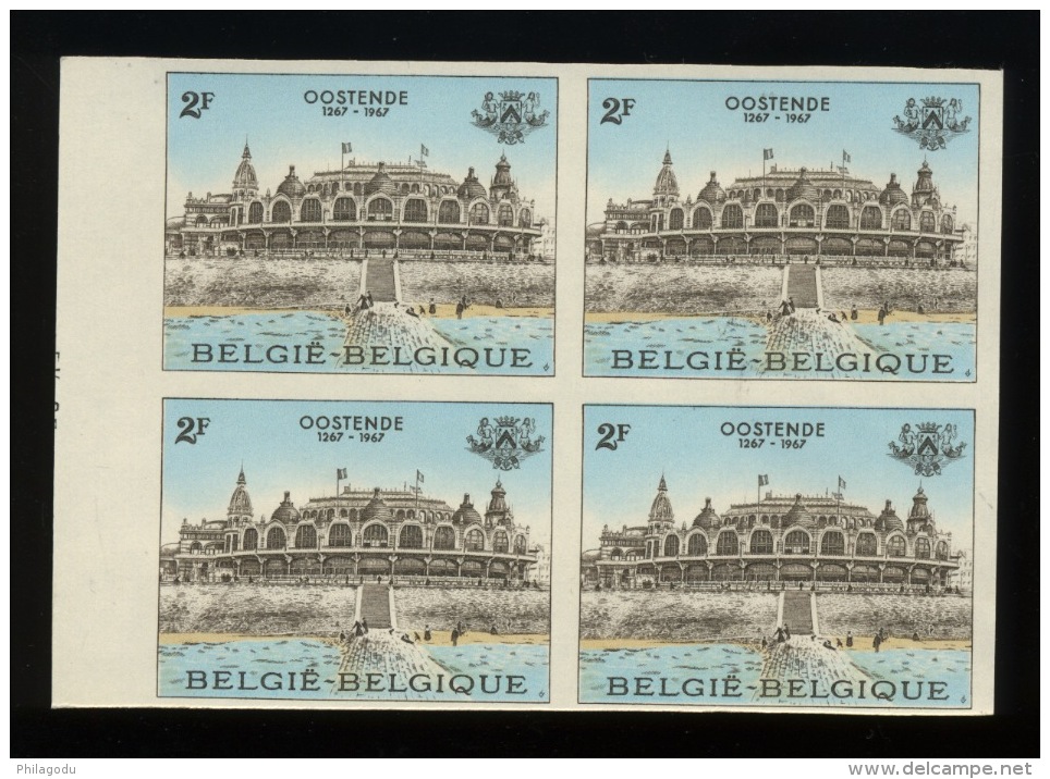 1418 Bloc De 4 Non Dentelé Bord De Feuille  Ancien Casino D'Ostende  Tirage De 370 Exemplaires - 1961-1980