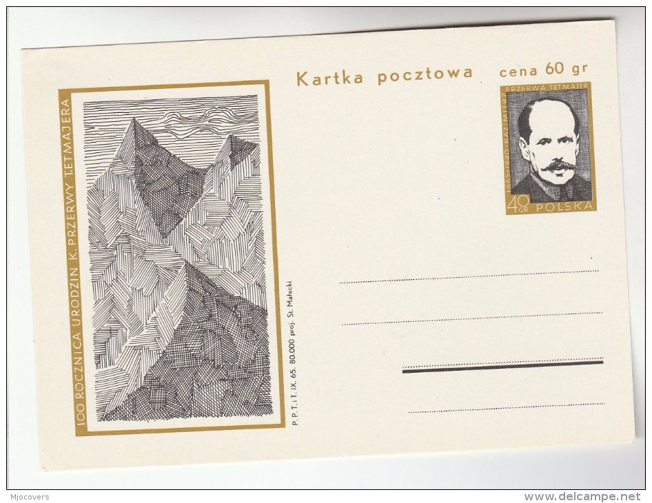 1965 POLAND Kazimierz Przerwa TETMAJER Postal STATIONERY Card Cover Stamps Poet Mountain Literature Music - Stamped Stationery