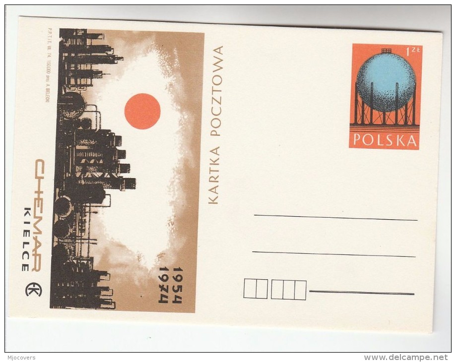 1974 POLAND Postal STATIONERY Card Illus CHEMAR KIELCE 30th ANNIV Cover Stamps  Energy - Stamped Stationery