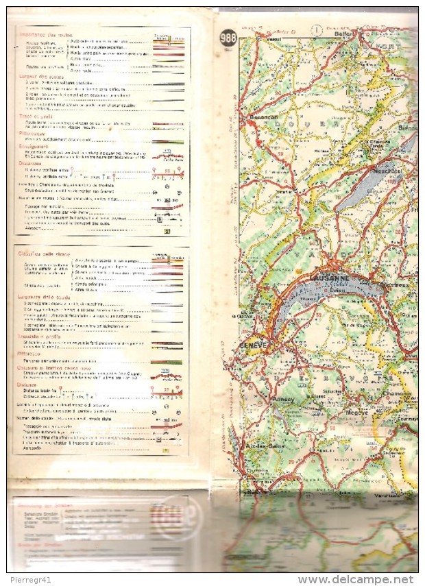 CARTE-ROUTIERE-MICHELIN-N °988-1965-ITALIE-SUISSE-GRANDES ROUTES-TB E - Wegenkaarten