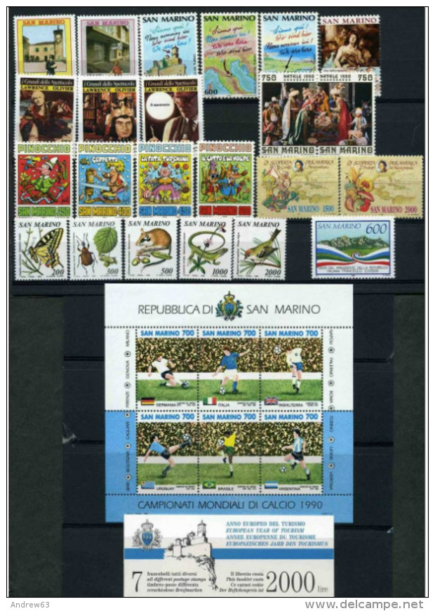 SAN MARINO - 1990 - Annata Completa - 23 Valori + 1 BF + 1 Libretto - Year Complete ** MNH/VF - Full Years