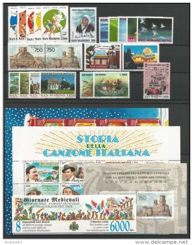 SAN MARINO - 1996 - Annata Completa - 22 Valori + 3 BF + 1 Libretto - Year Complete ** MNH/VF - Années Complètes