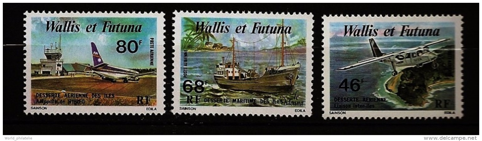 Wallis & Futuna 1979 N° PA 89 / 91 ** Avion, Aviation, Aéroport, Hihifo, La Moana, UTA, Tour De Contrôle, Tarmac, Bateau - Unused Stamps