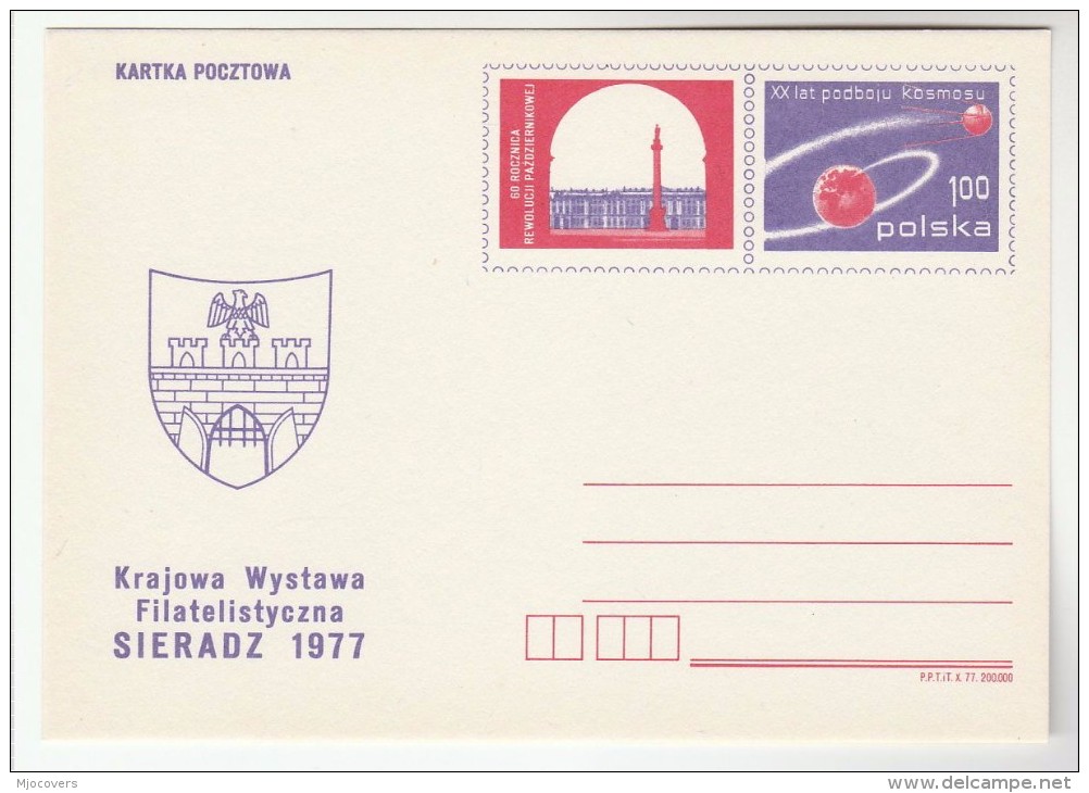 1977 POLAND Postal STATIONERY Card SIERADZ, 20th ANNIV SPACE CONQUEST Cover Stamps - Europe