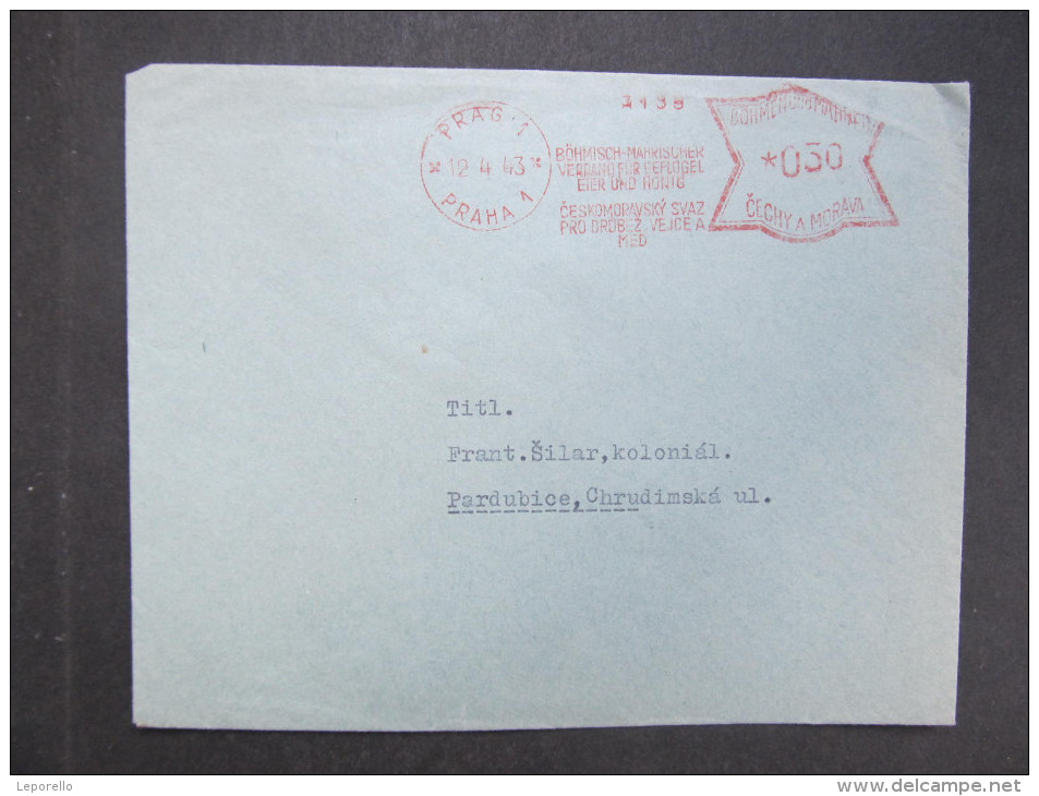 BRIEFPraha Ceskomoravsky Svaz Pro Drubez 1943  Frankotype Freistempel Postfreistempel  /// R7489 - Briefe U. Dokumente