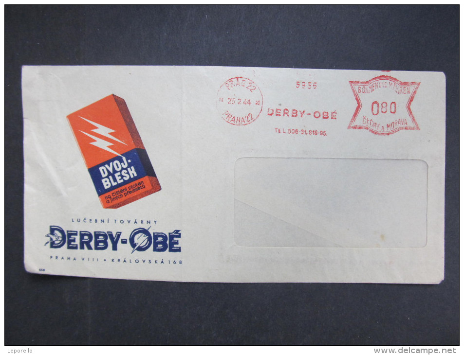 BRIEF Praha Derby Obe 1944 Frankotype Freistempel Postfreistempel  /// R7496 - Briefe U. Dokumente