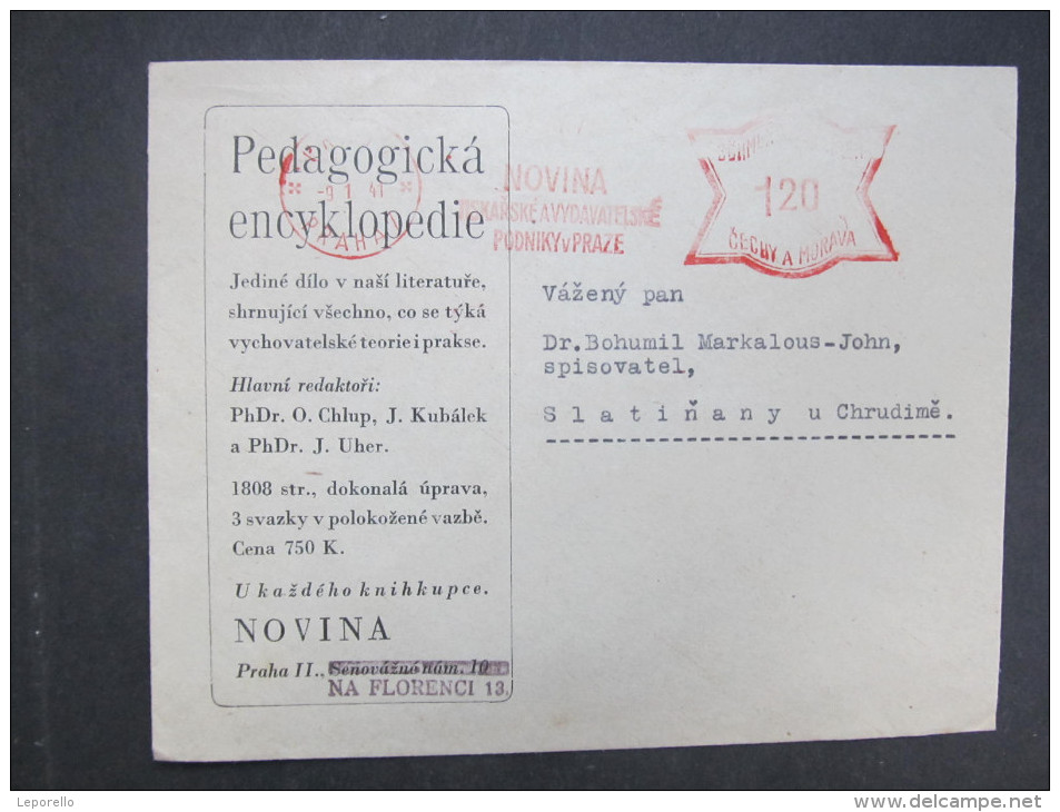 BRIEF Praha Novina 1941 Frankotype Freistempel Postfreistempel  /// R7500 - Briefe U. Dokumente