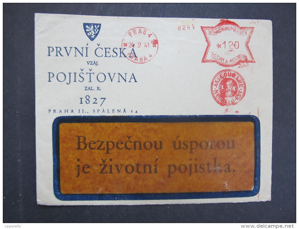 BRIEF Praha Prvni Ceska 1941 Frankotype Freistempel Postfreistempel  /// R7518 - Briefe U. Dokumente