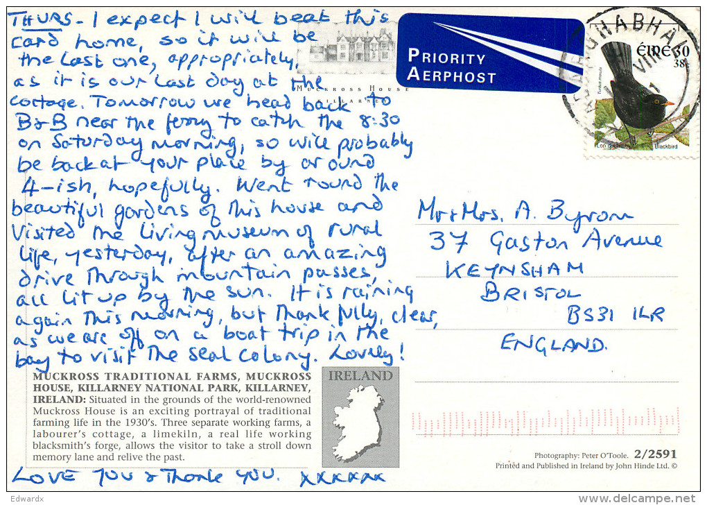 Muckross House, Killarney, Kerry, Ireland Postcard Posted 2001 Stamp - Kerry
