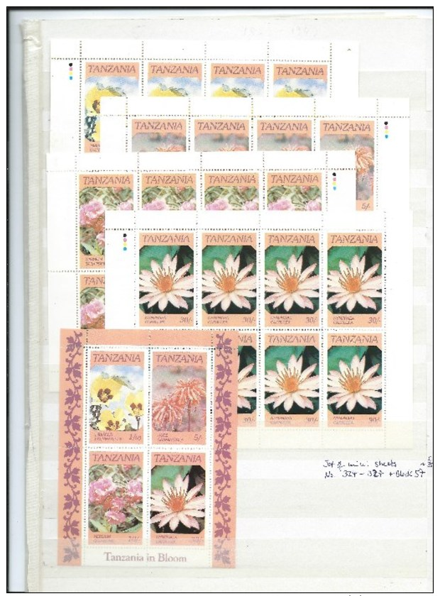 Tansania , Bigger Lot Of Mint Panes And Souvenir Sheets On Stock Pages ( As Per Scan) MNH - Tansania (1964-...)