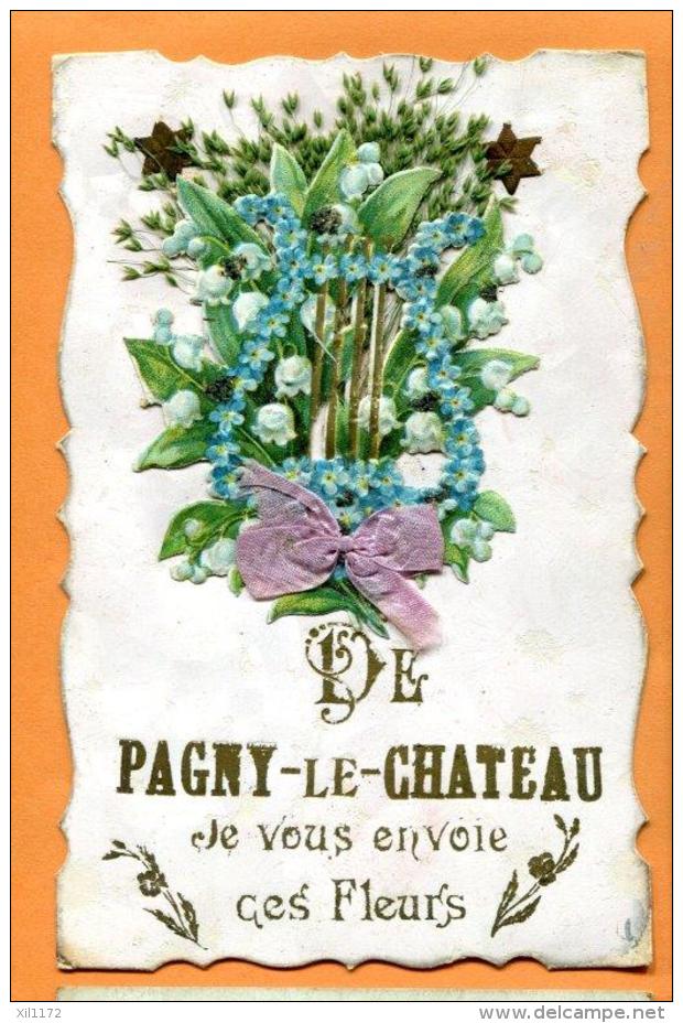 MAZ-02x  De Pagny-le-Château Je Vous Envoie Ces Fleurs. Muguet. FAntaisie, En Relief, Gaufrée, Circulé Sous Enveloppe - Other & Unclassified