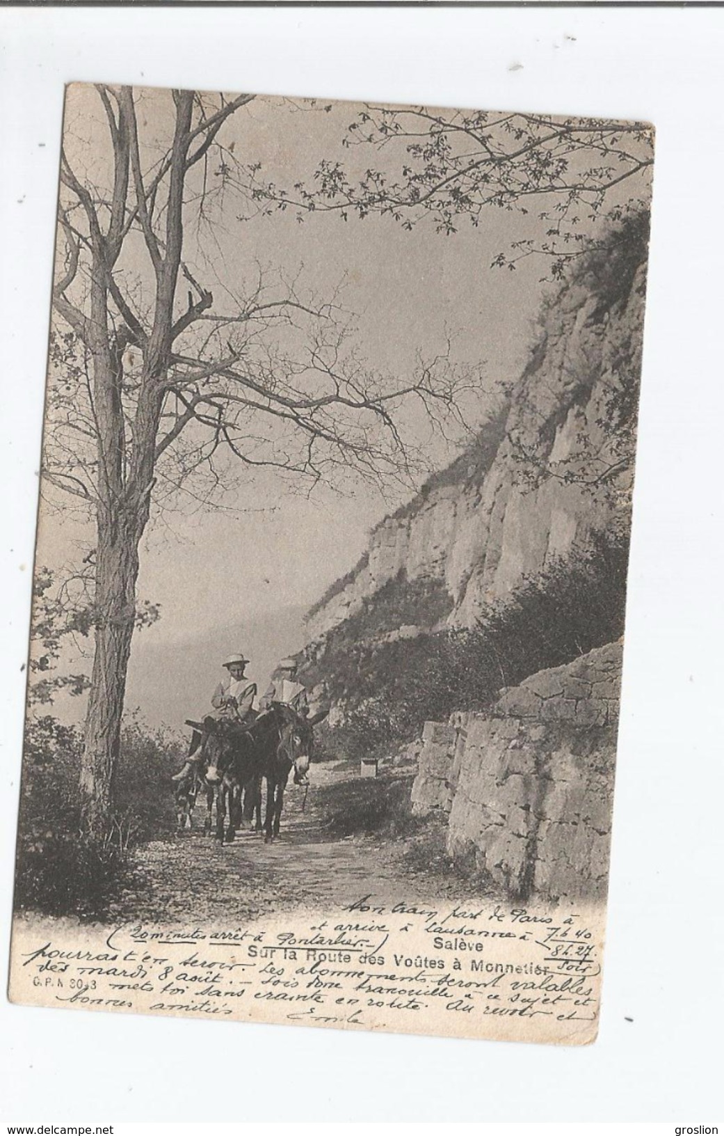 A MONNETIER SUR LA ROUTE DES VOUTES 3043  (EXCURSIONNISTES SUR MULETS)1905 - Sonstige & Ohne Zuordnung