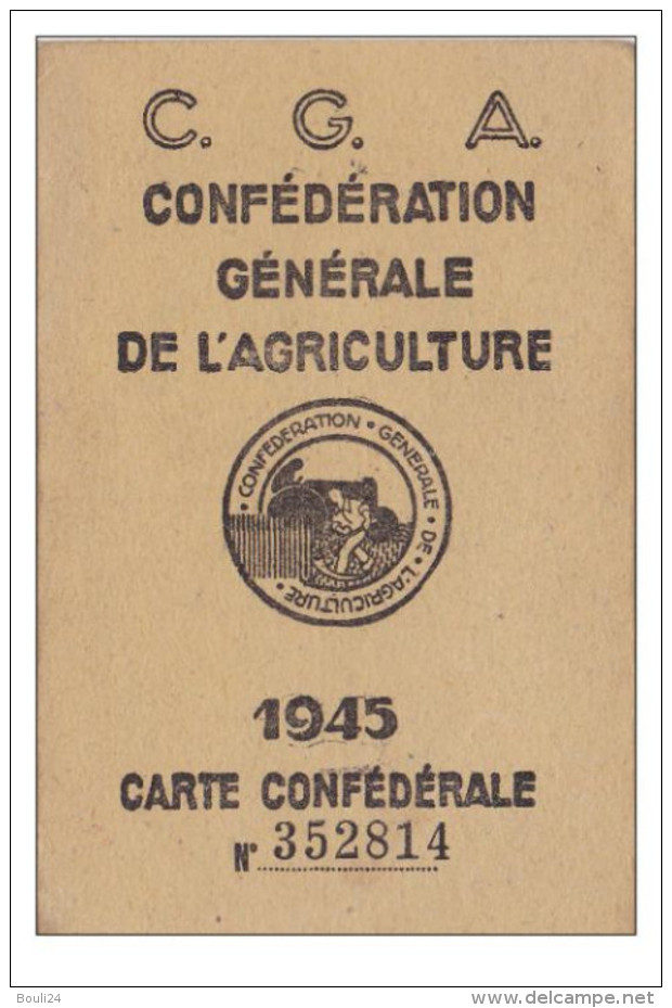 PR- VEDRINES SAINT LOUP  DANS LE CANTAL CARTE CONFEDERALE DE L'AGRICULTURE DE 1945 - Autres & Non Classés