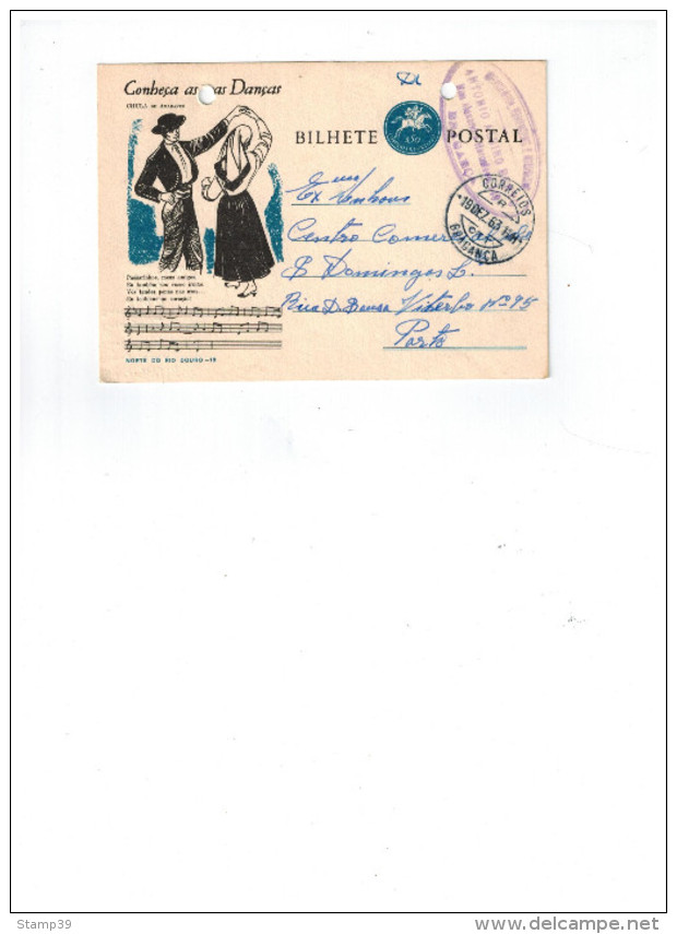 Entier Postal Du Portugal Chula De Amarante  ( Braganca ) - Postmark Collection