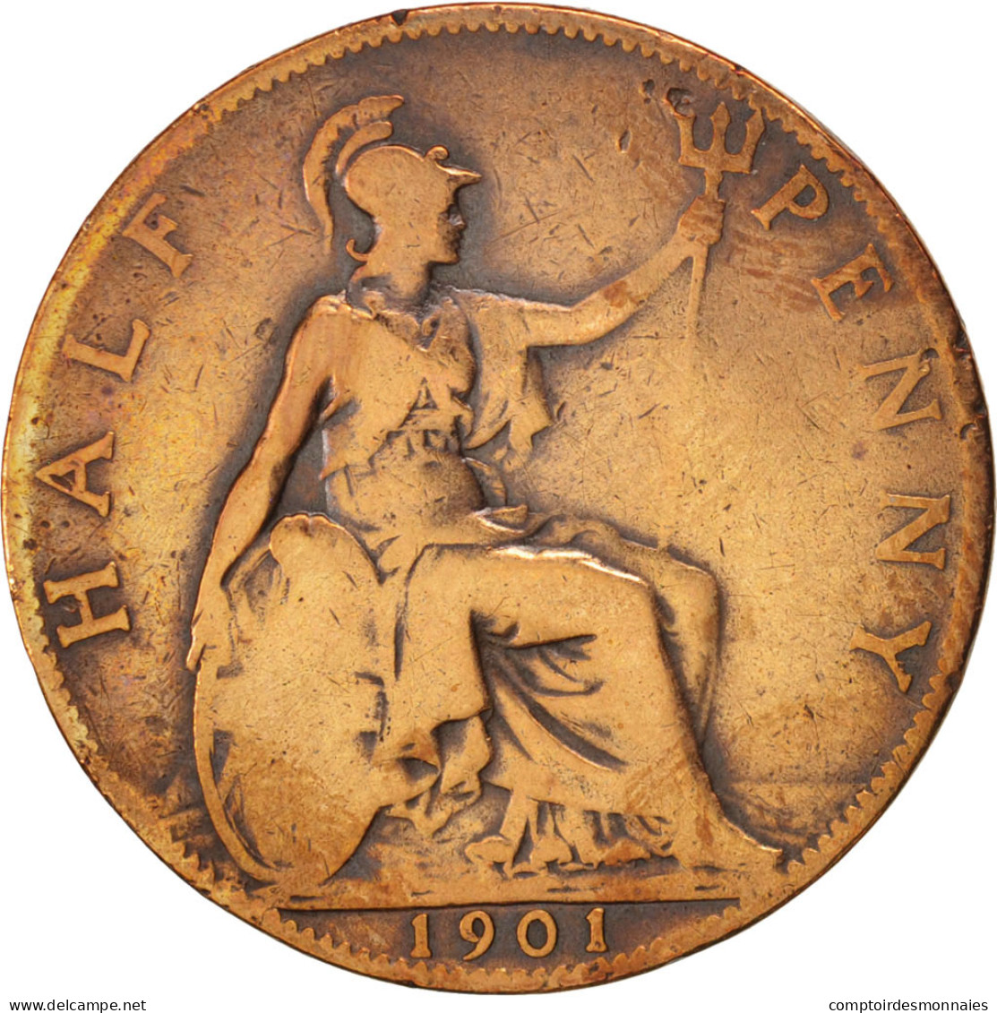 Monnaie, Grande-Bretagne, Victoria, 1/2 Penny, 1901, TB+, Bronze, KM:789 - C. 1/2 Penny