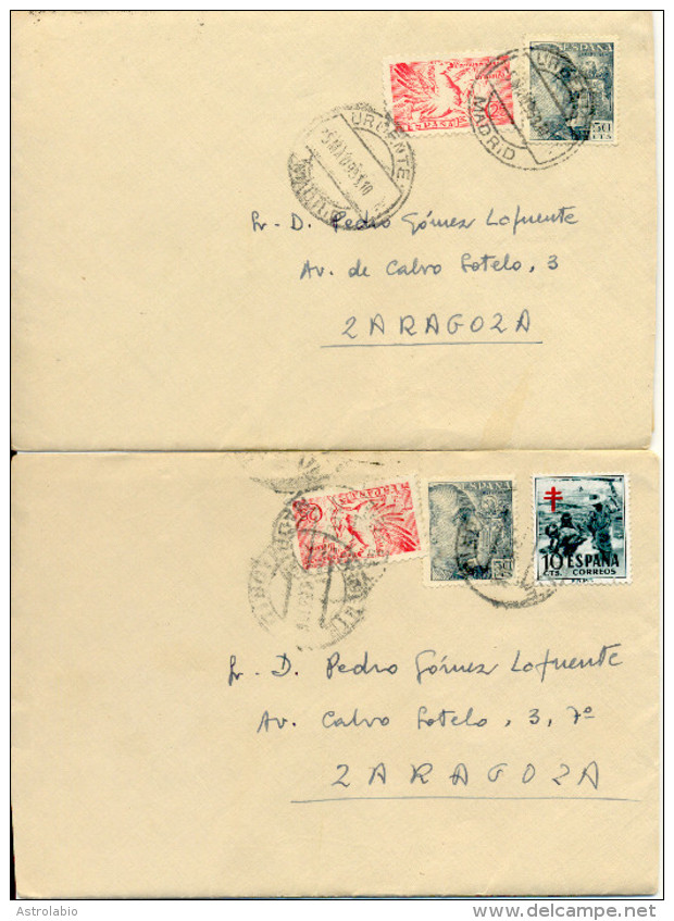 1953 " Dos Cartas URGENTES De Madrid A Zaragoza " Conservan Texto Ver 2 Scan - Special Delivery