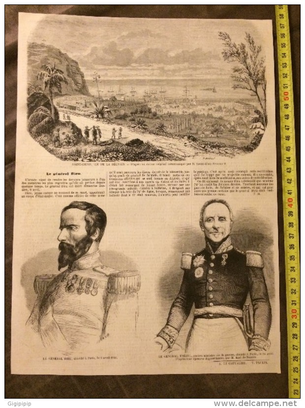 ANCIEN DOCUMENT 1860 SAINT DENIS ILE DE LA REUNION SAINT CLAIR RENOUARD GENERAL DIEU TREZEL - Collections