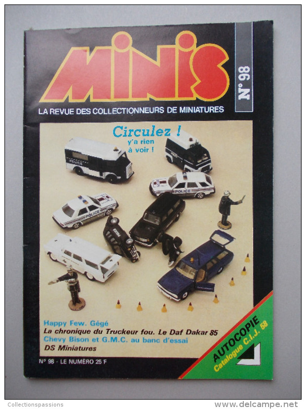 - MINIS. La Revue Des Collectionneurs De Miniatures. N°98 - GéGé, DS, GMC, Police Et Gendarmerie - - Magazines