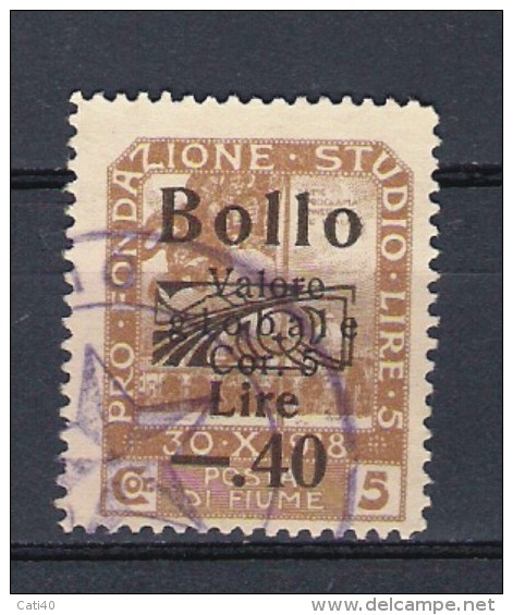 MARCA DA BOLLO/REVENUE  - FIUME - BOLLO Lire 0,40 - USATO - Fiume & Kupa