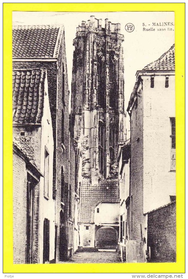 * Mechelen - Malines (Antwerpen - Anvers) * (Cliché F. Walschaerts, Nr 5) Ruelle Sans Fin, Steegje, Cathédrale, Rare - Mechelen