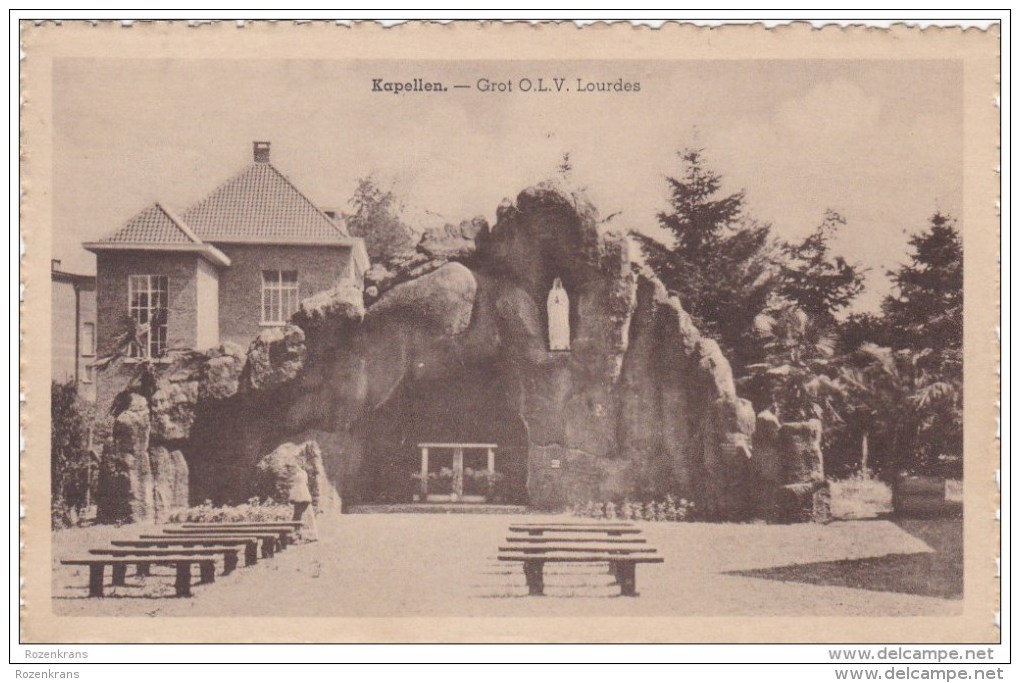 Kapellen GROT OLV Lourdes Zilverenhoek 1956 Postzegel Stempel Gekarteld - Kapellen