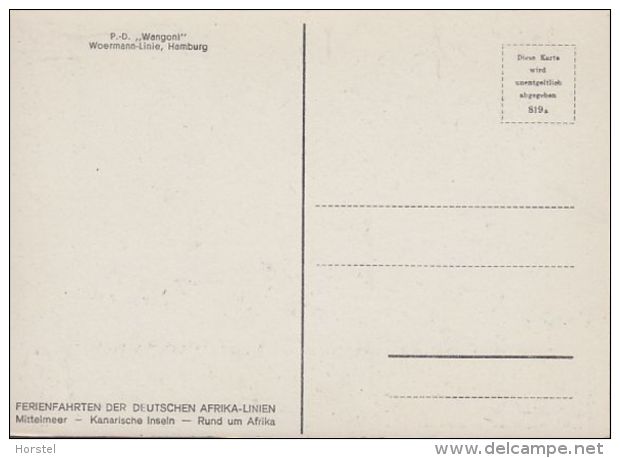 D-20095 Hamburg - Woermann-Linie - P.-D. "Wangoni" - Frachter - Mitte