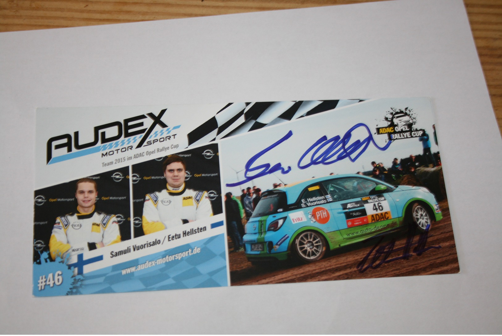 Audex Motorsport Team 2015 Adac Opel Rallye Cup Pilote  Samuli Vuorisalo Et Eetu Hellsten - Rally Racing