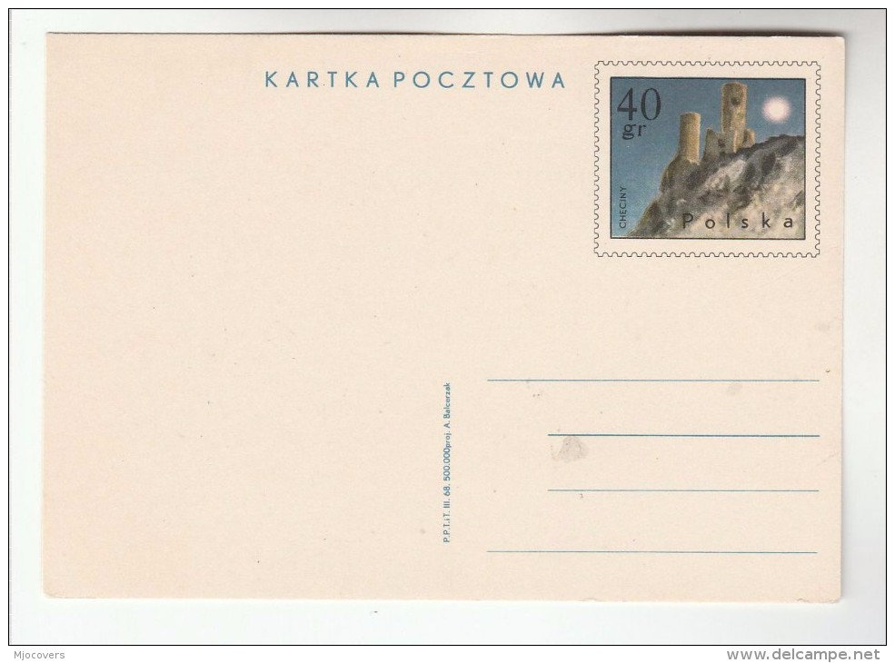 1968 POLAND Postal STATIONERY Card CHECHINY  Cover Stamps - Stamped Stationery