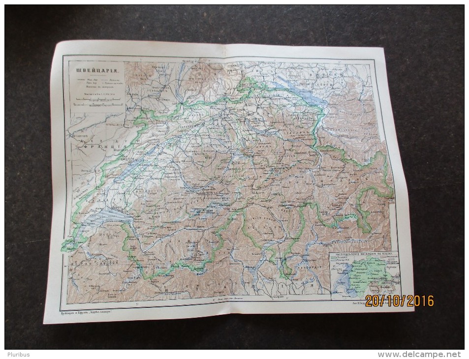 SWITZERLAND , MAP FROM IMPERIAL RUSSIAN ENCYCLOPEDIA   , O - Geographical Maps