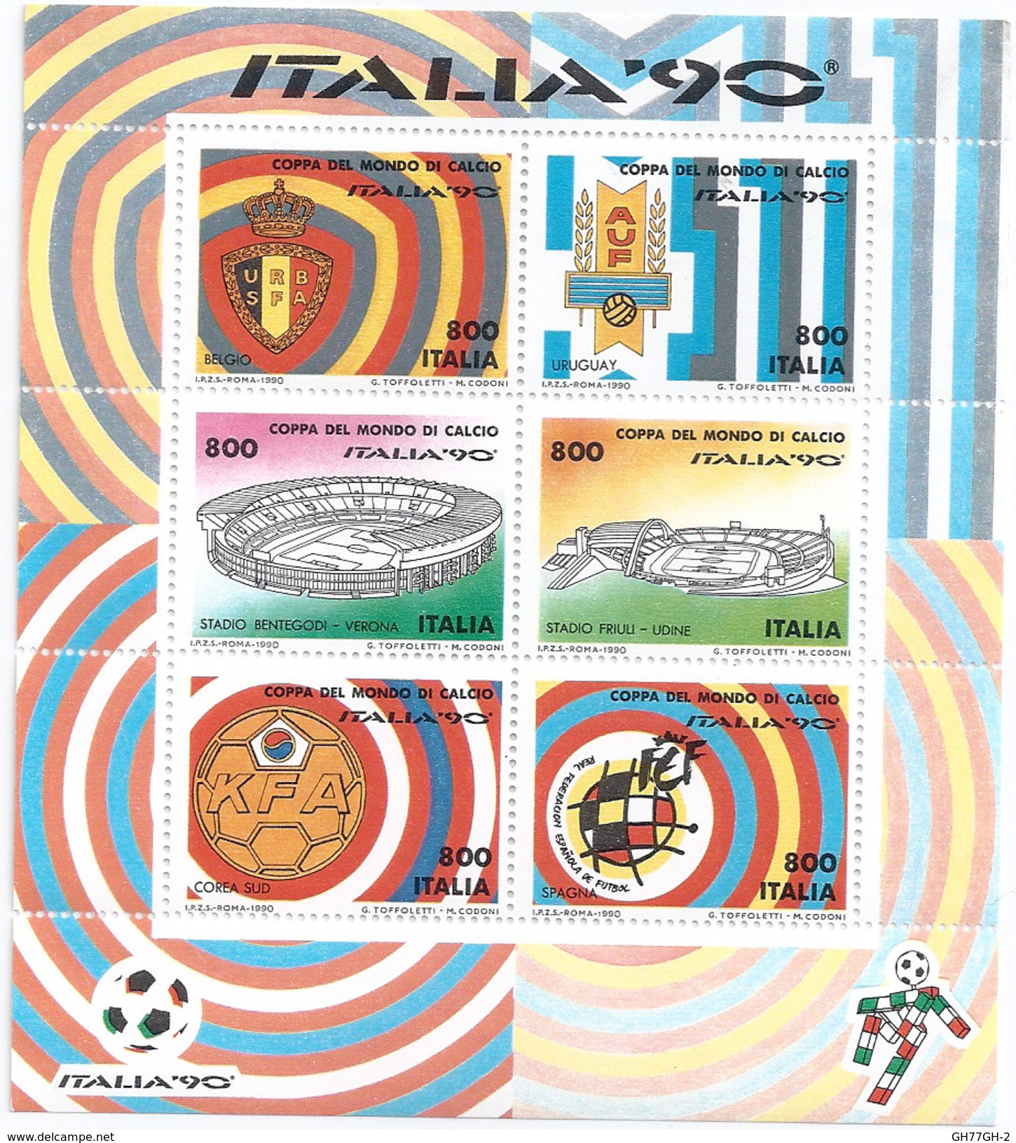 Bloc 6 Timbres Italia 90 Coppa Del Mondo Di Calcio - Non Classificati