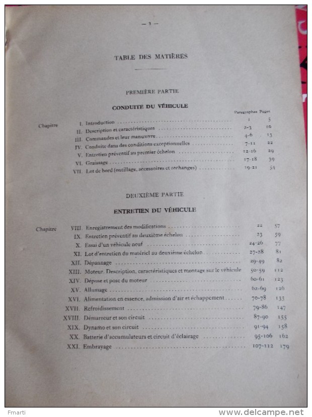 Notice Technique De Condute Et D'entretien De La Voiture De Liaison De 1/4 Tonne à 4 Roues Motrices (Willys Overmland) - Herstelhandleidingen