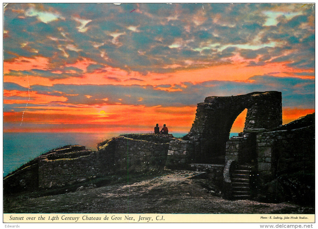 #2, Chateau De Gros Nez, Jersey John Hinde Postcard Posted 1984 Stamp - Autres & Non Classés