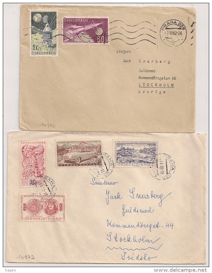 2 COVERS CESKOLOSVENSKO TCHECOLOVAQUIA TO SWEDEN. Lot 3 - Lettres & Documents