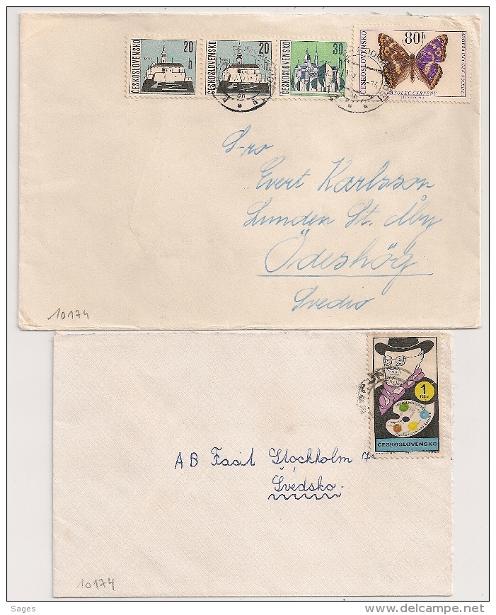 2 COVERS CESKOLOSVENSKO TCHECOLOVAQUIA TO SWEDEN. Lot 4 - Lettres & Documents