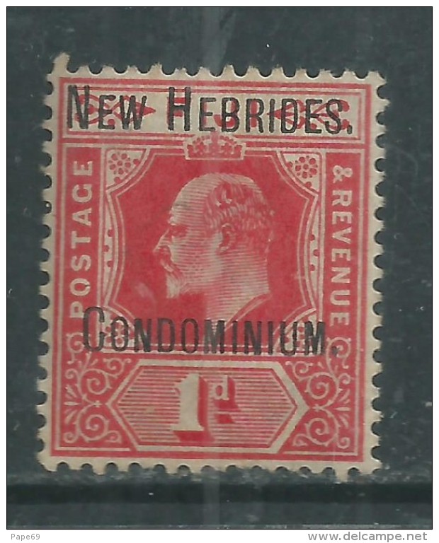 Nouvelles Hébrides N° 13 X Timbre Surchargé 1 P. Rouge  Légende Anglaise  Trace De Ch.  Sinon TB - Unused Stamps