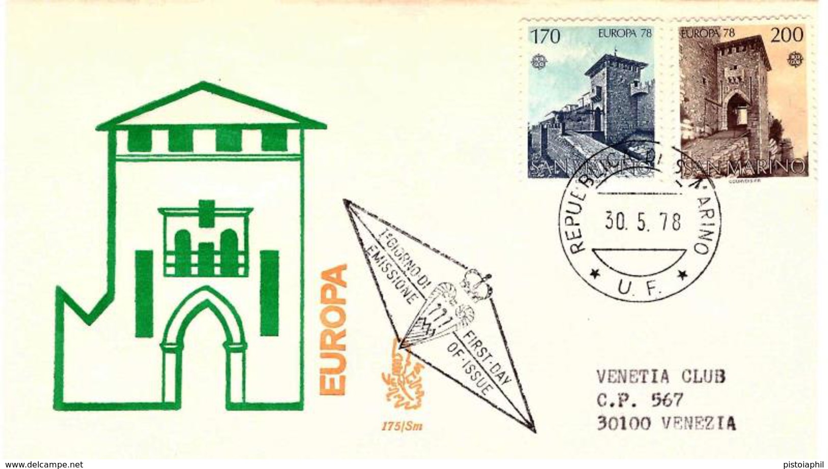 Fdc Venetia: EUROPA (1978); Viaggiata - FDC