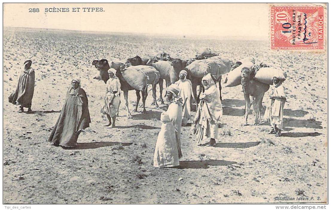 Scènes Et Types - (timbre Maroc Surcharge Protectorat Français) (chameaux) - Scene & Tipi