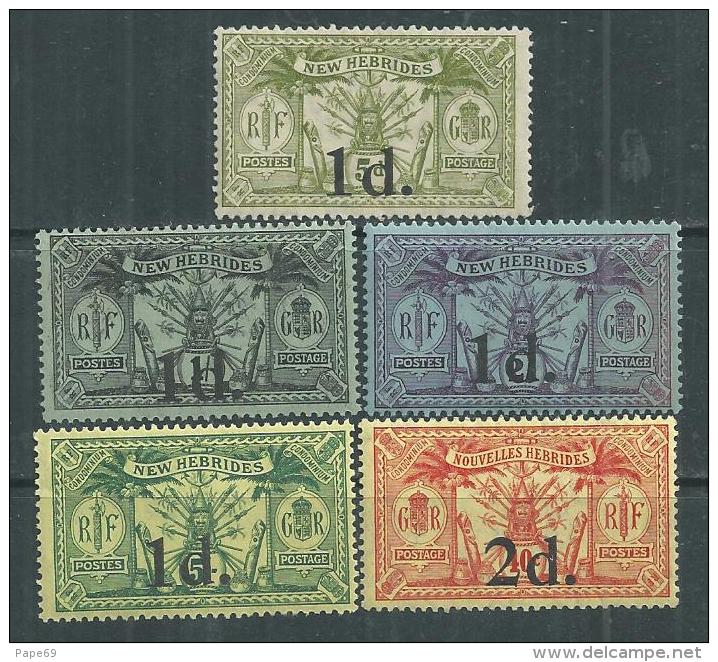 Nouvelles Hébrides N° 64 / 68 XX Partie De Série Les 5 Vals Surc.  Légende Française Sans Cha. Qq Faibles Rousseurs TB - Unused Stamps