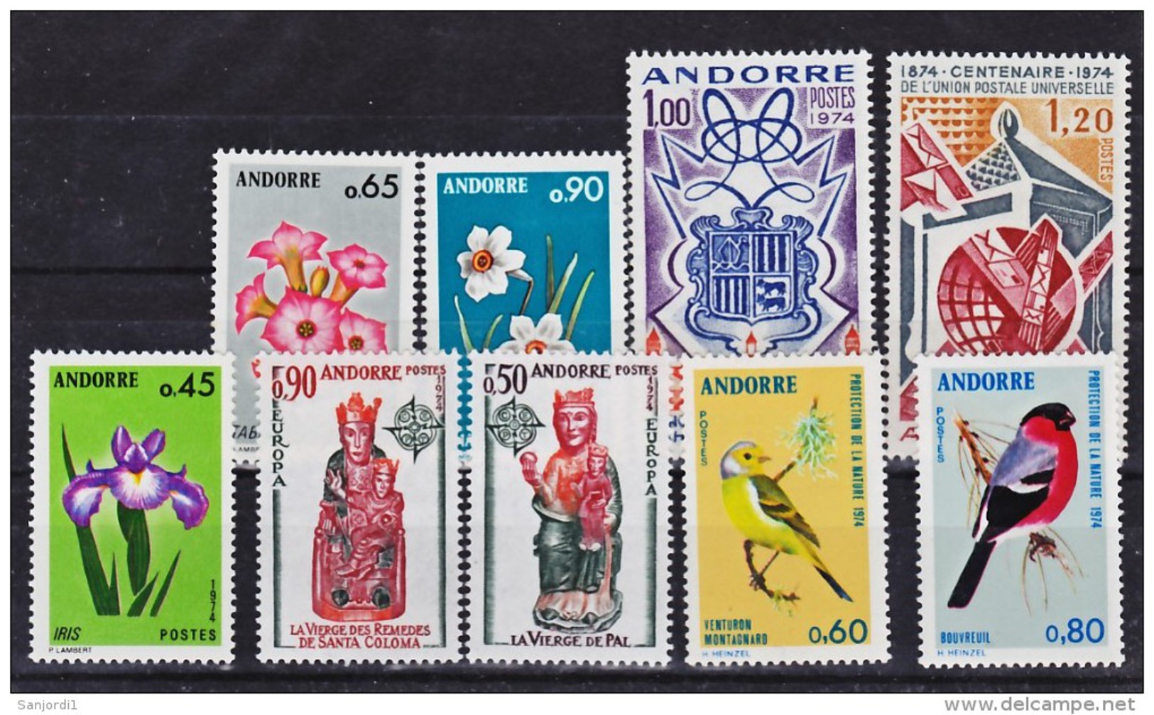 Andorre Française 1974 Année Complète 25 % Neuf ** TB MNH Sin Charnela Cote 68.65 - Años Completos