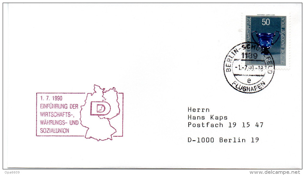 (Gm1) Berlin Sonder-Umschlag "1.7.90 Einführung Der Wirtschafts- Währungs- Und Sozialunion" EF Berlin SSt. 1.7.90 BERLIN - Sonstige & Ohne Zuordnung