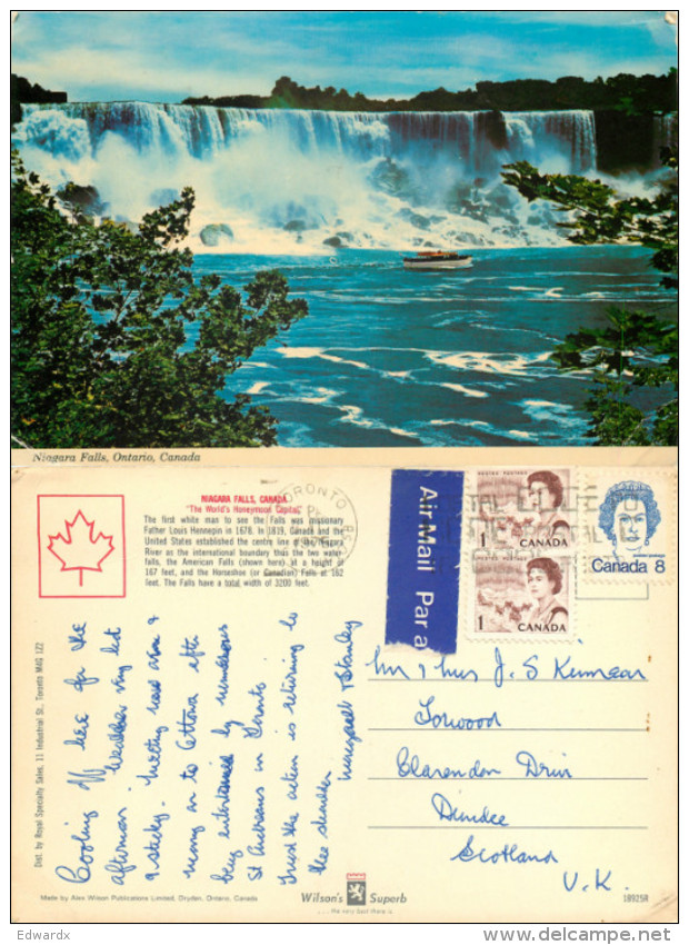 Niagara Falls, Ontario, Canada Postcard Posted 1975 Stamp - Niagara Falls