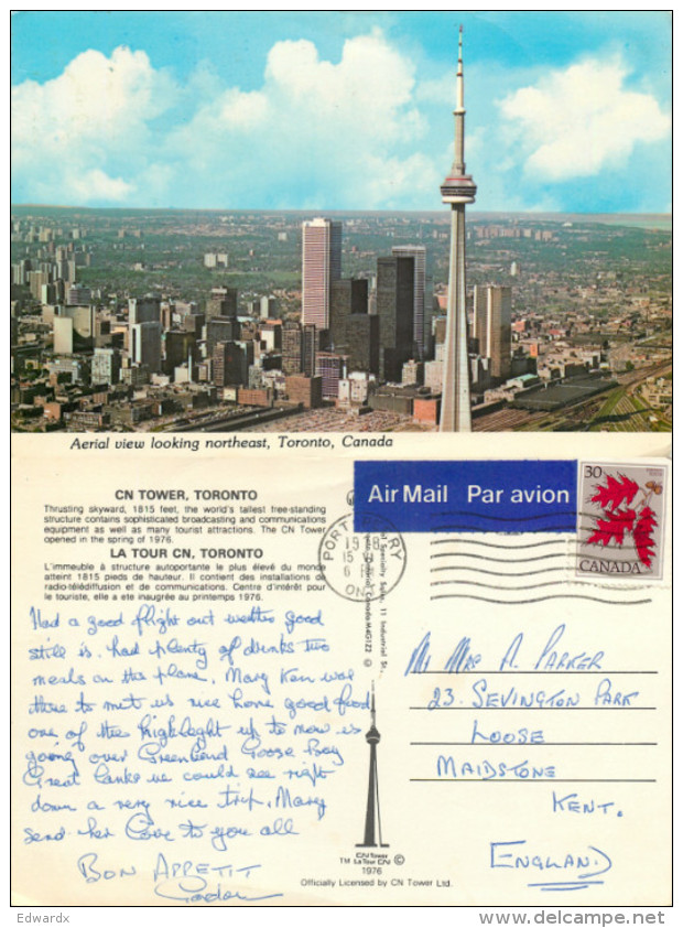 CN Tower, Toronto, Ontario, Canada Postcard Posted 1978 Stamp - Toronto