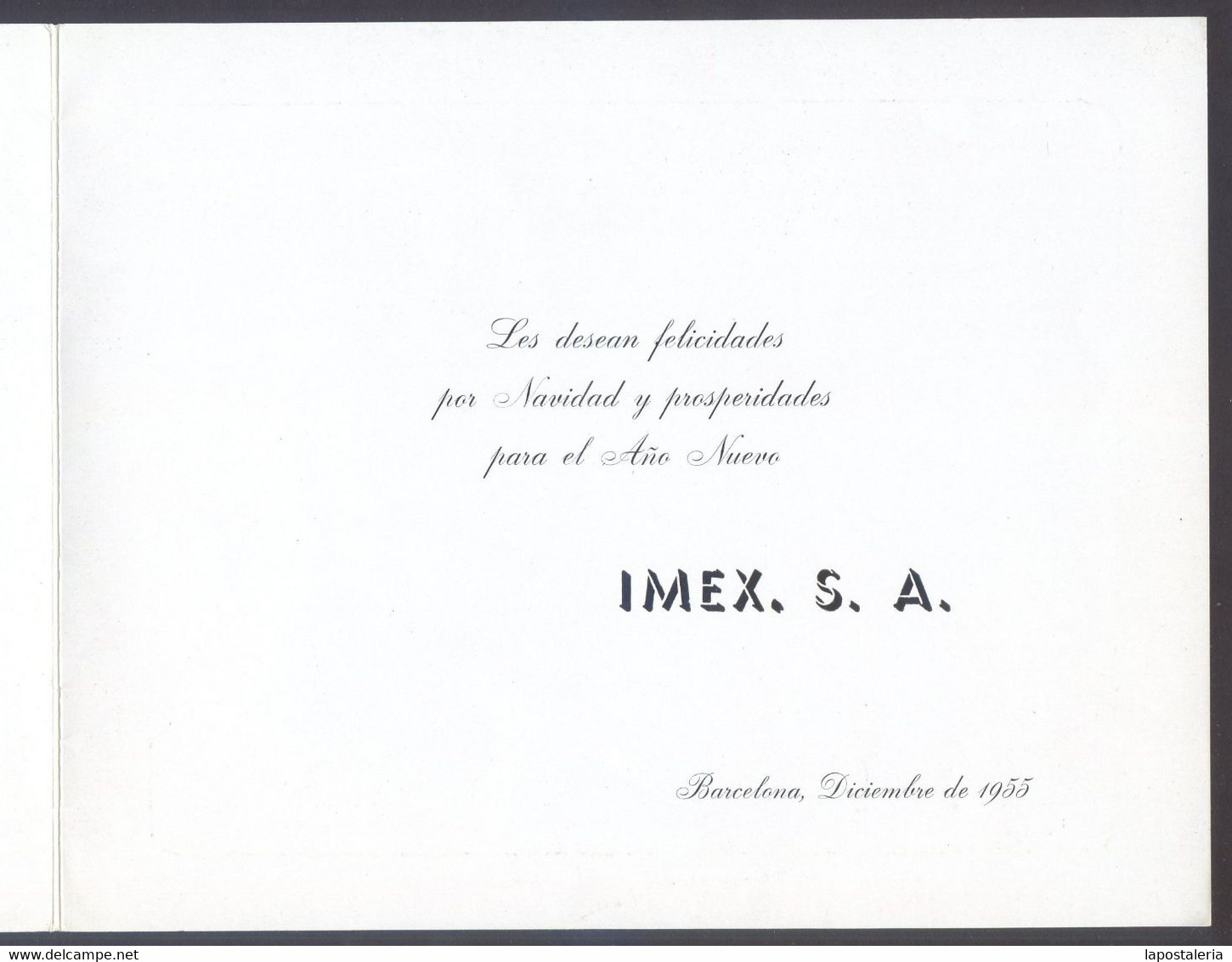 Felicitación De Navidad. *Imex, S. A. Barcelona 1955* Díptico 225 X 176 Mms. - Otros & Sin Clasificación