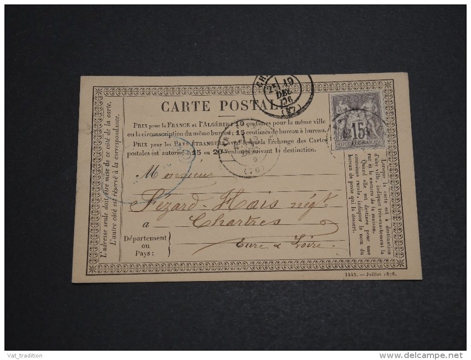 FRANCE - Carte Précurseur Pour Chartres En 1876 , Affranchissement Sage - A Voir - L 4853 - Voorloper Kaarten