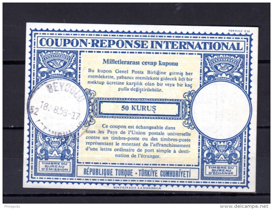 1958   Coupon-réponse International, Turquie - Otros & Sin Clasificación