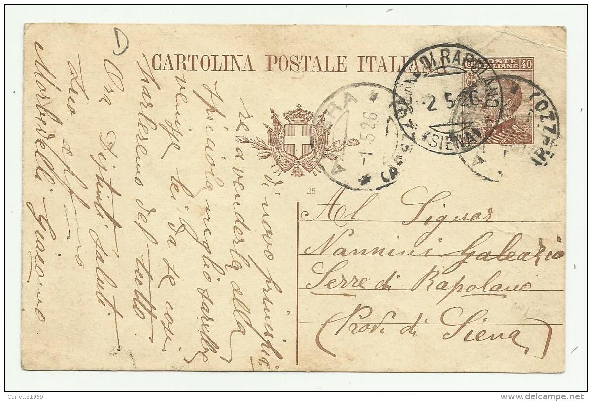 CART. POSTALE  DEL 1927 FP - Stamped Stationery
