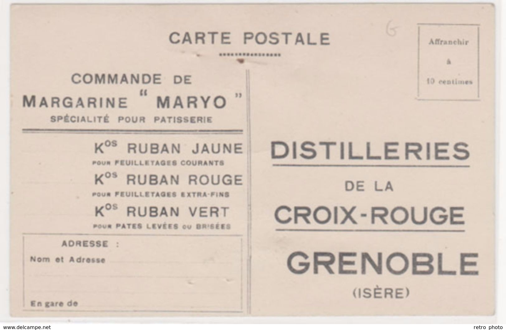 Cpa Publicitaire - Distilleries De La Croix-Rouge Grenoble   ((S.348)) - Werbepostkarten