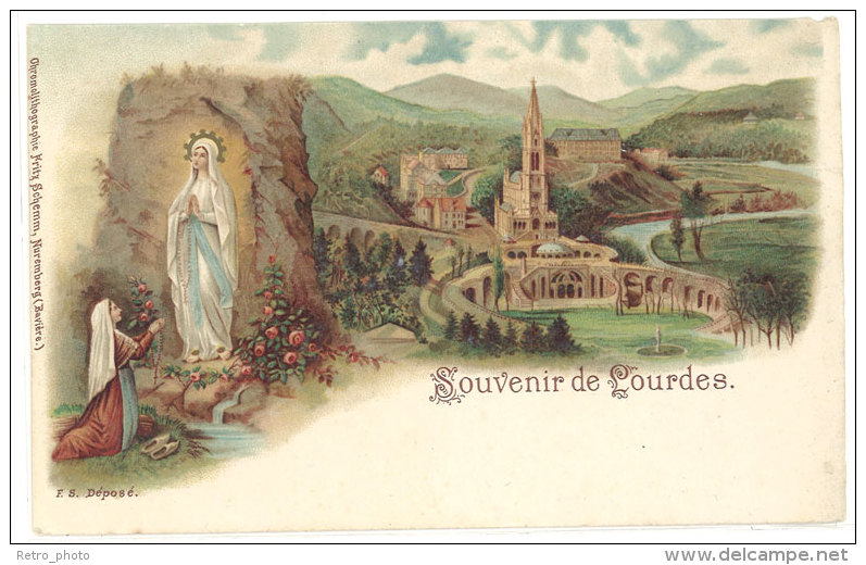 Cpa Souvenir De Lourdes ( Vierge, Grotte, Bernadette )    ((S.351)) - Lourdes