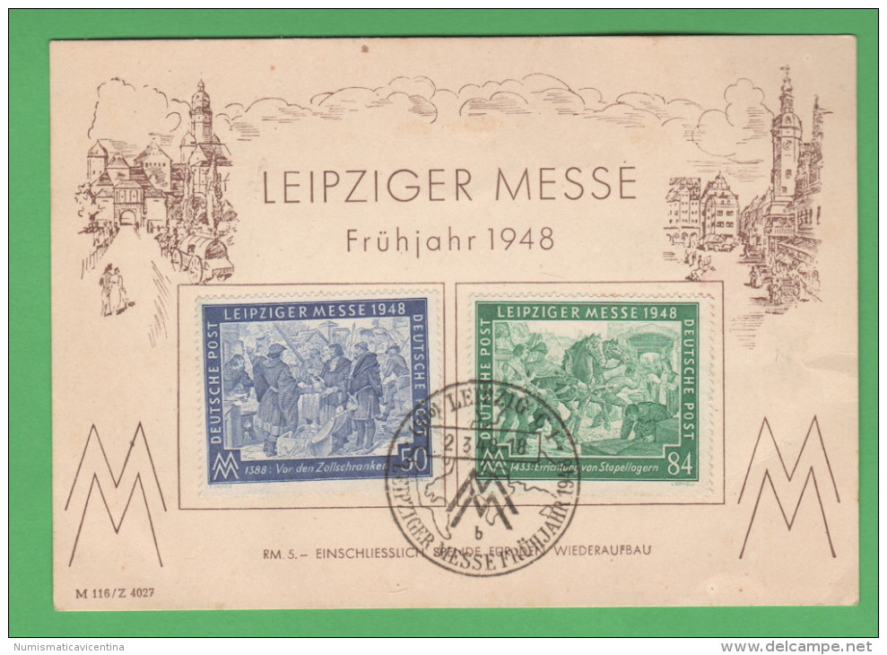 Germania 1948 Folder Leipziger Messe Da 50 + 84 Pfenning - 1e Jour – FDC (feuillets)